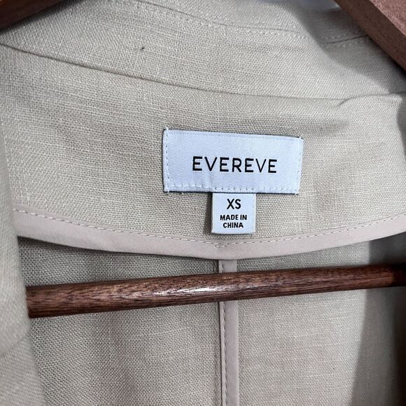 Evereve Linen Blazer Women's Size XS Beige Long Line One Button - Picture 4 of 7